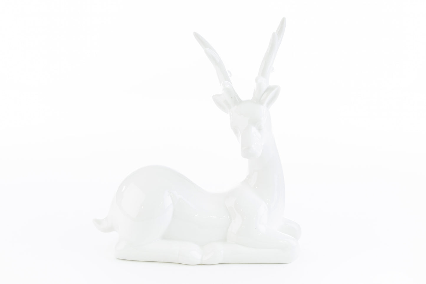 Renna di Natale in porcellana bianca grande