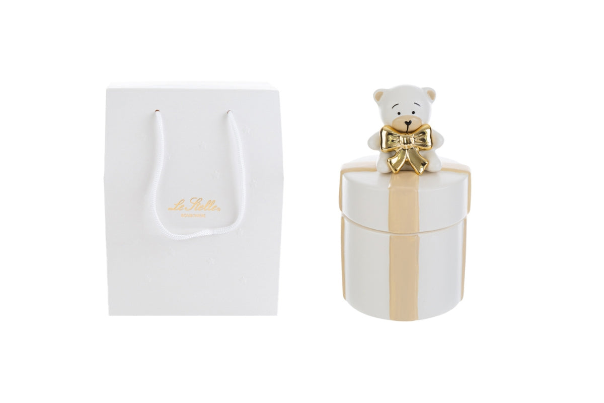 Scatola orsetto porcellana bianco