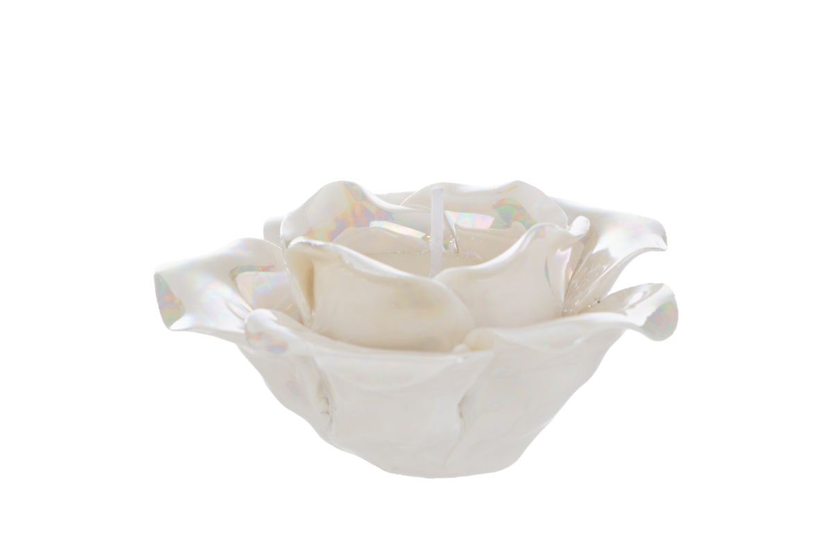 Candela rosa porcellana bianca media