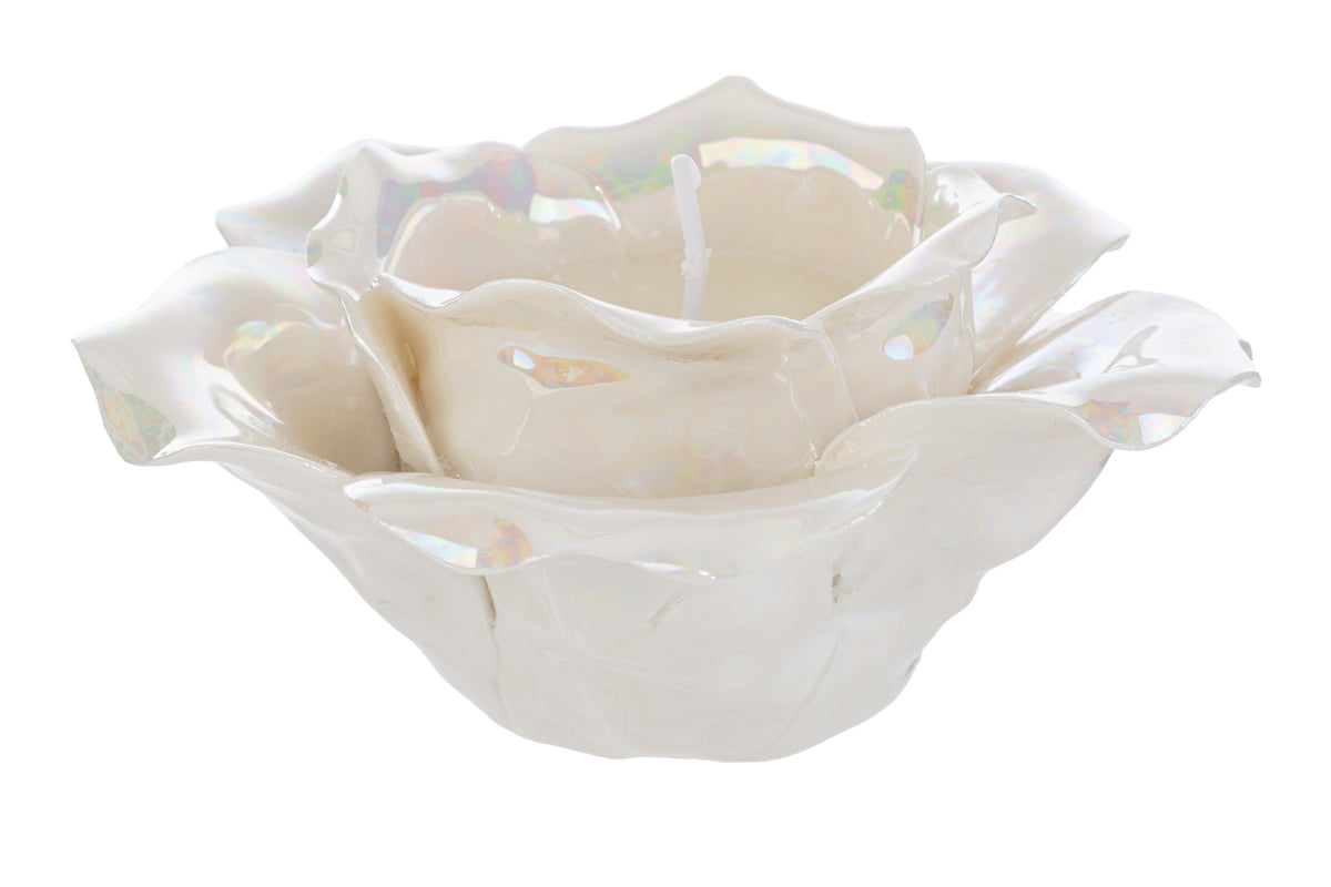 Candela rosa porcellana bianca grande