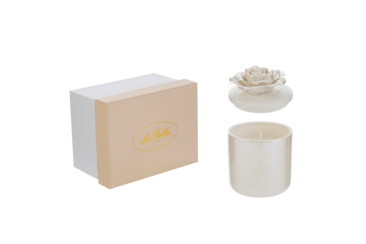 Candela scatola porcellana bianca