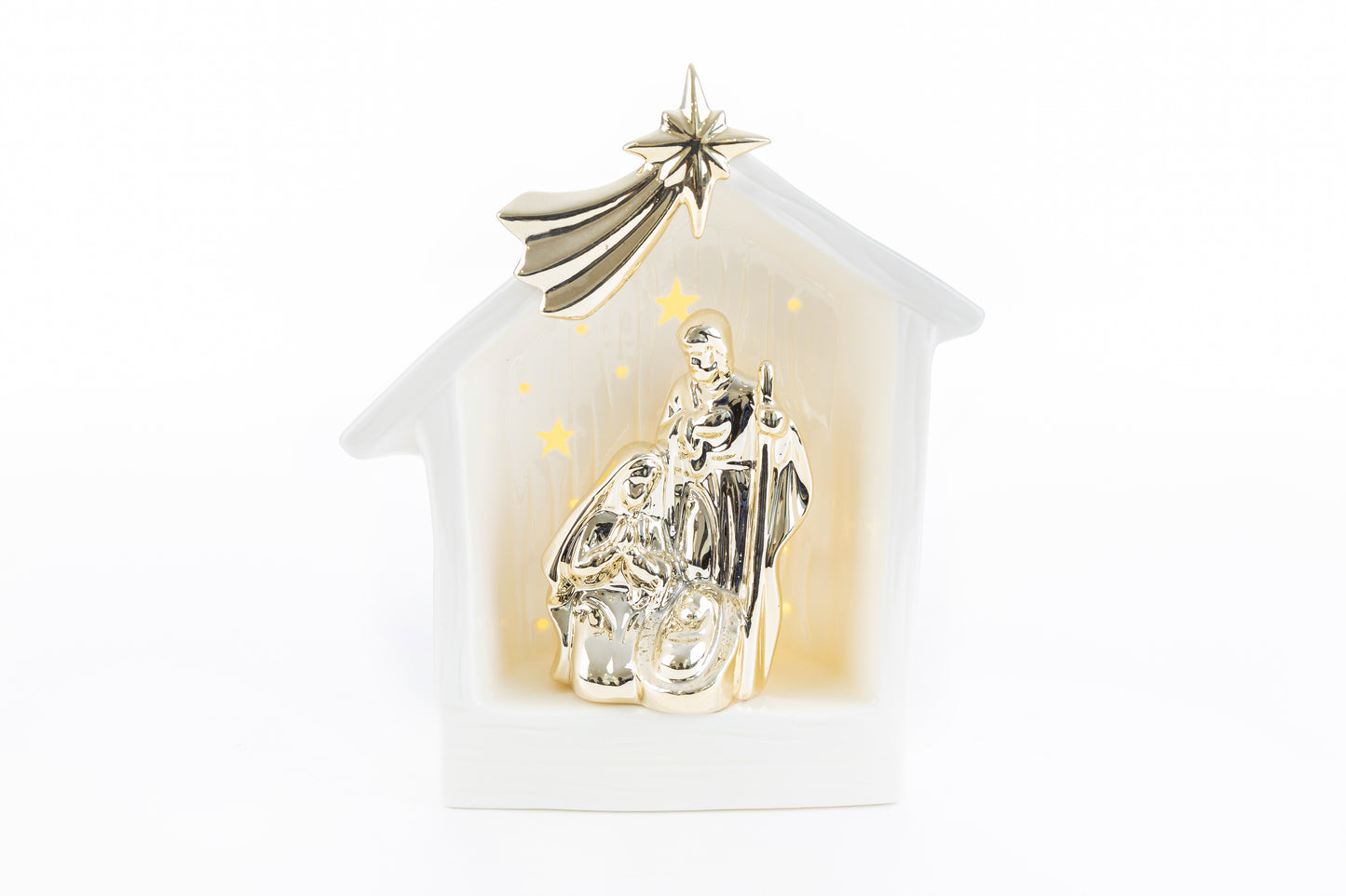 Statua Sacra Famiglia in Porcellana con led