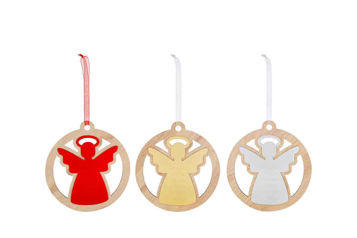 Decorazione albero di Natale appendino angelo in plexy e legno
