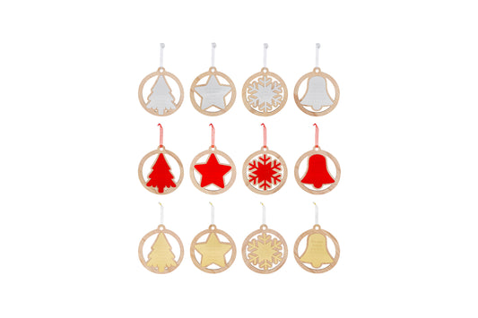 Decorazione albero di Natale appendino campana stella fiocco di neve albero di natale in plexy e legno