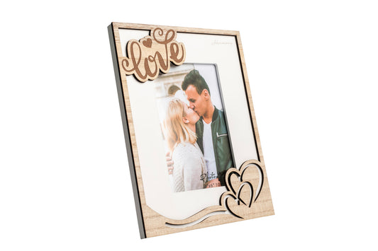 Porta foto legno love con wedding scene