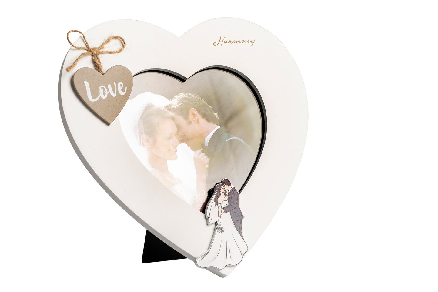 Porta foto legno cuore con wedding scene