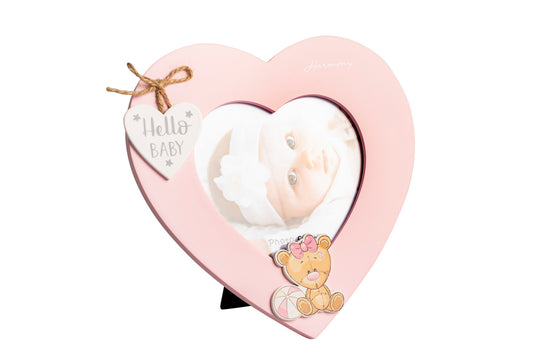 Porta foto legno cuore con orso girl